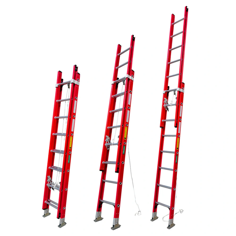 24 ft Fiberglass Rope Operated Extension Ladder with EN 50528