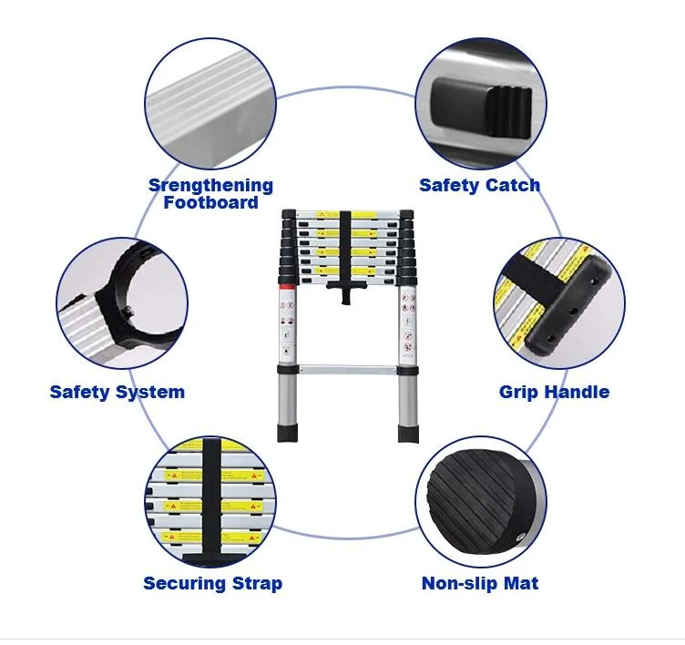 New Single Straight Folding Step Telescopic Aluminium Ladder